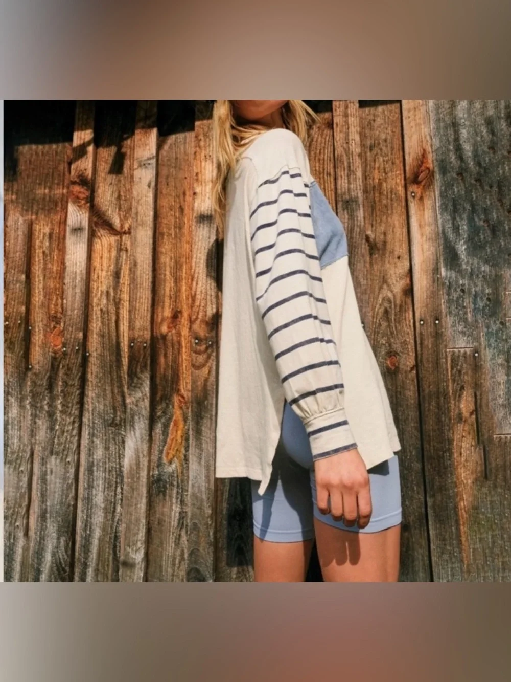 NWOT Free People We the Free Awesome Tee - ivory combo - XS - Picture 6 of 9